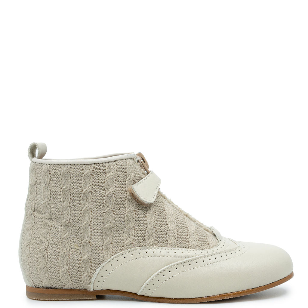 LMDI Taupe Sweater Zipper Bootie-Tassel Children Shoes