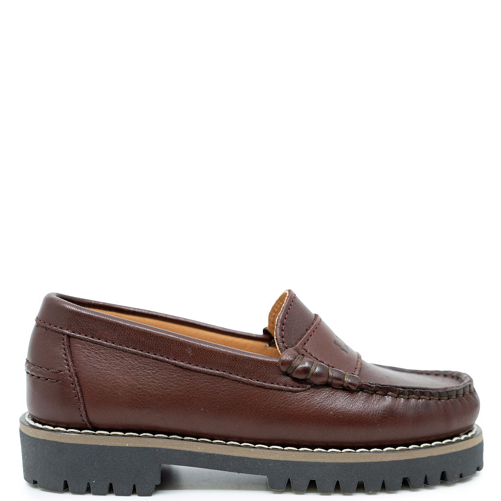 LMDI Burgundy Leather Chunky Loafer-Tassel Children Shoes