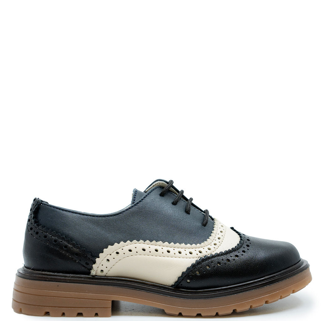 Sonatina Navy Cream Wingtip Oxford-Tassel Children Shoes