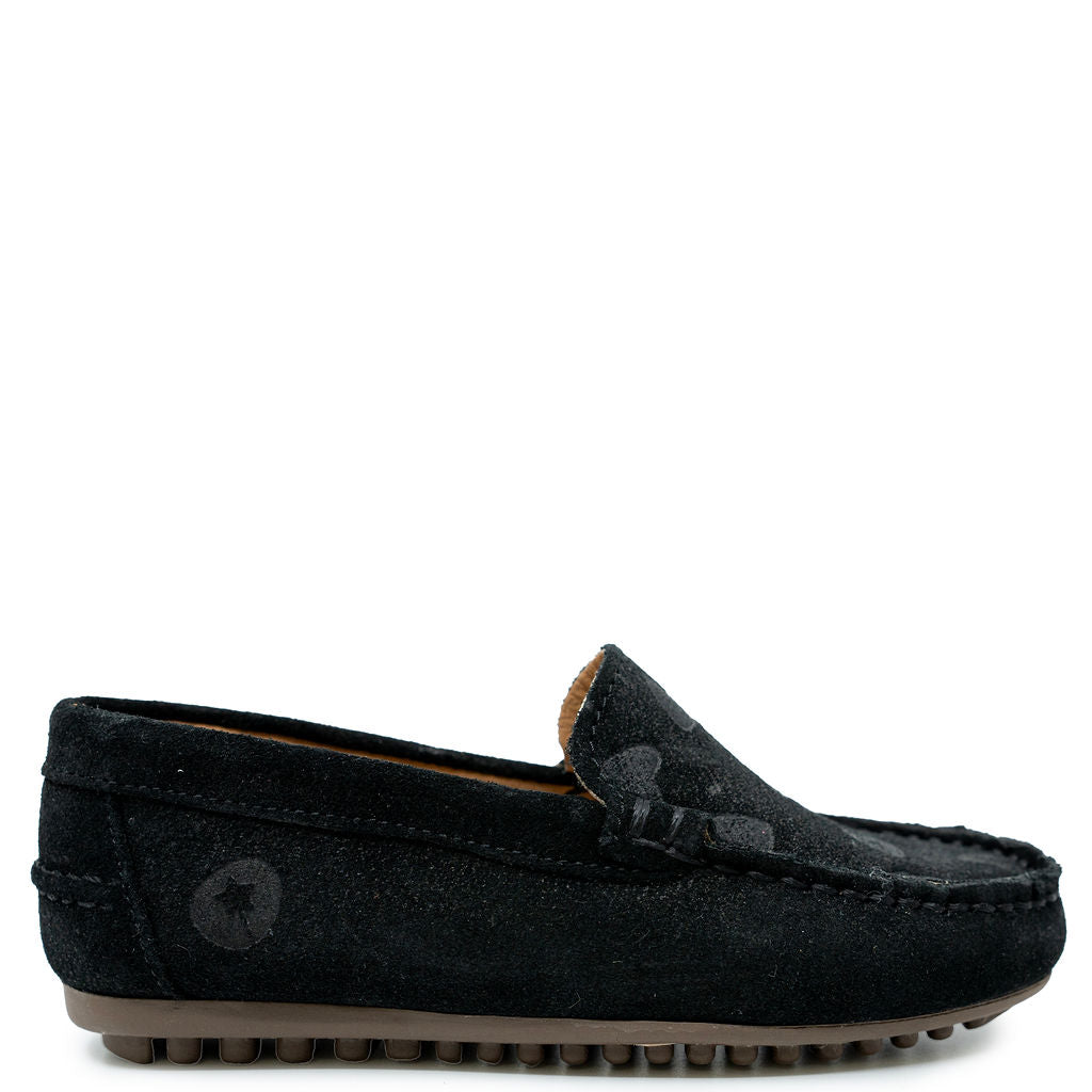 LMDI Black Heart Stamp Loafer-Tassel Children Shoes