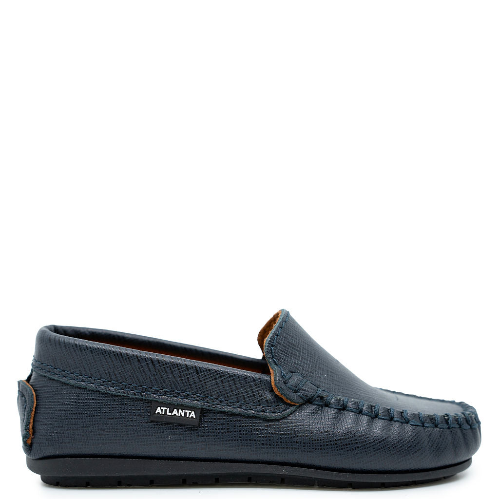 Atlanta Mocassin Navy Textured Loafer-Tassel Children Shoes