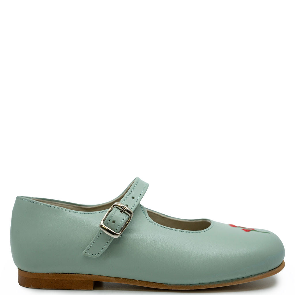 Sonatina Mint Embroidered Mary Jane-Tassel Children Shoes