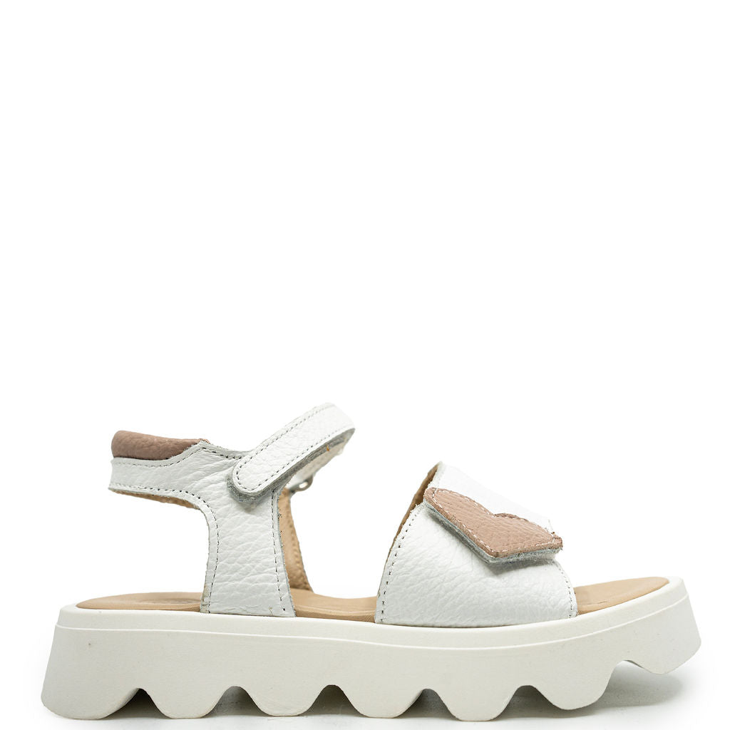 Blublonc Mauve Heart Velcro Sandal-Tassel Children Shoes