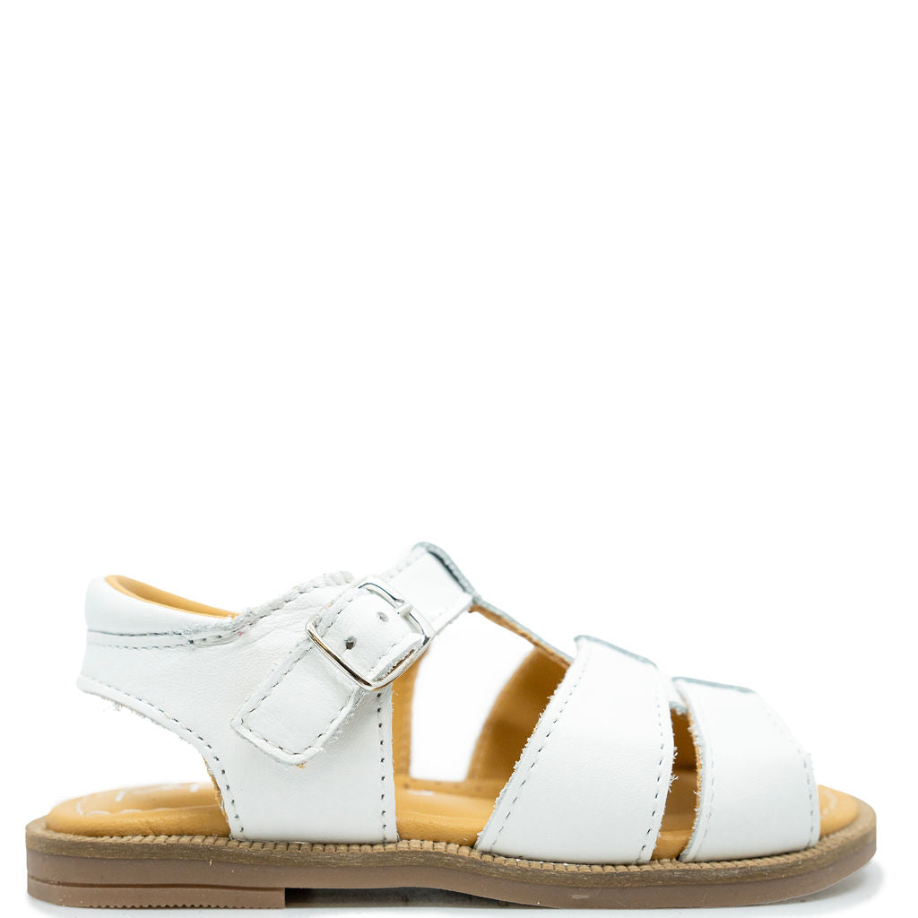 Papanatas White Leather Sandal-Tassel Children Shoes