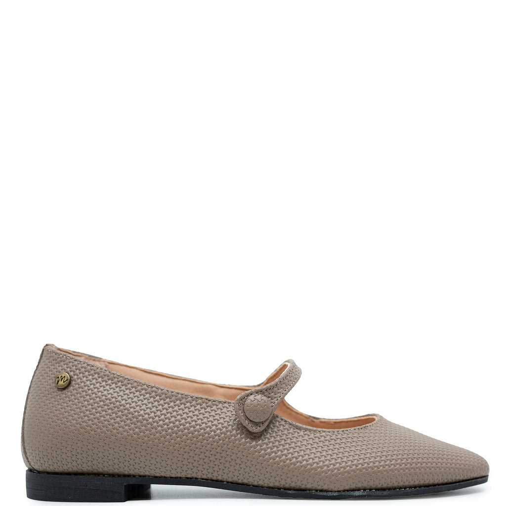 Manuela Taupe Textured Mary Jane-Tassel Children Shoes