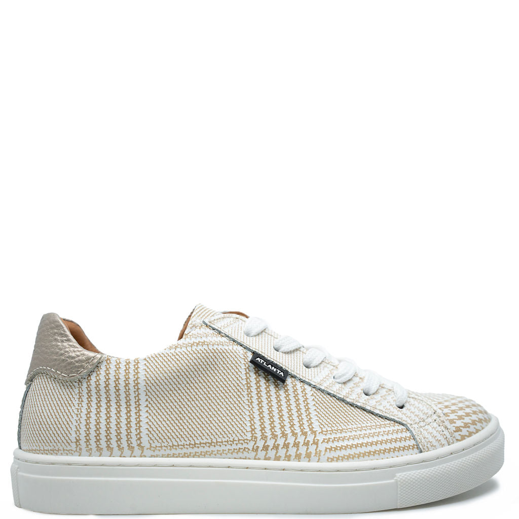 Atlanta Mocassin Tan Plaid Patent Zipper Sneaker-Tassel Children Shoes