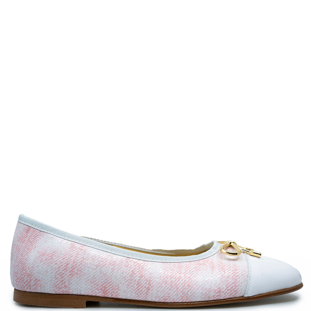 Spain+Co Rose Denim Metal Bow Flat-Tassel Children Shoes