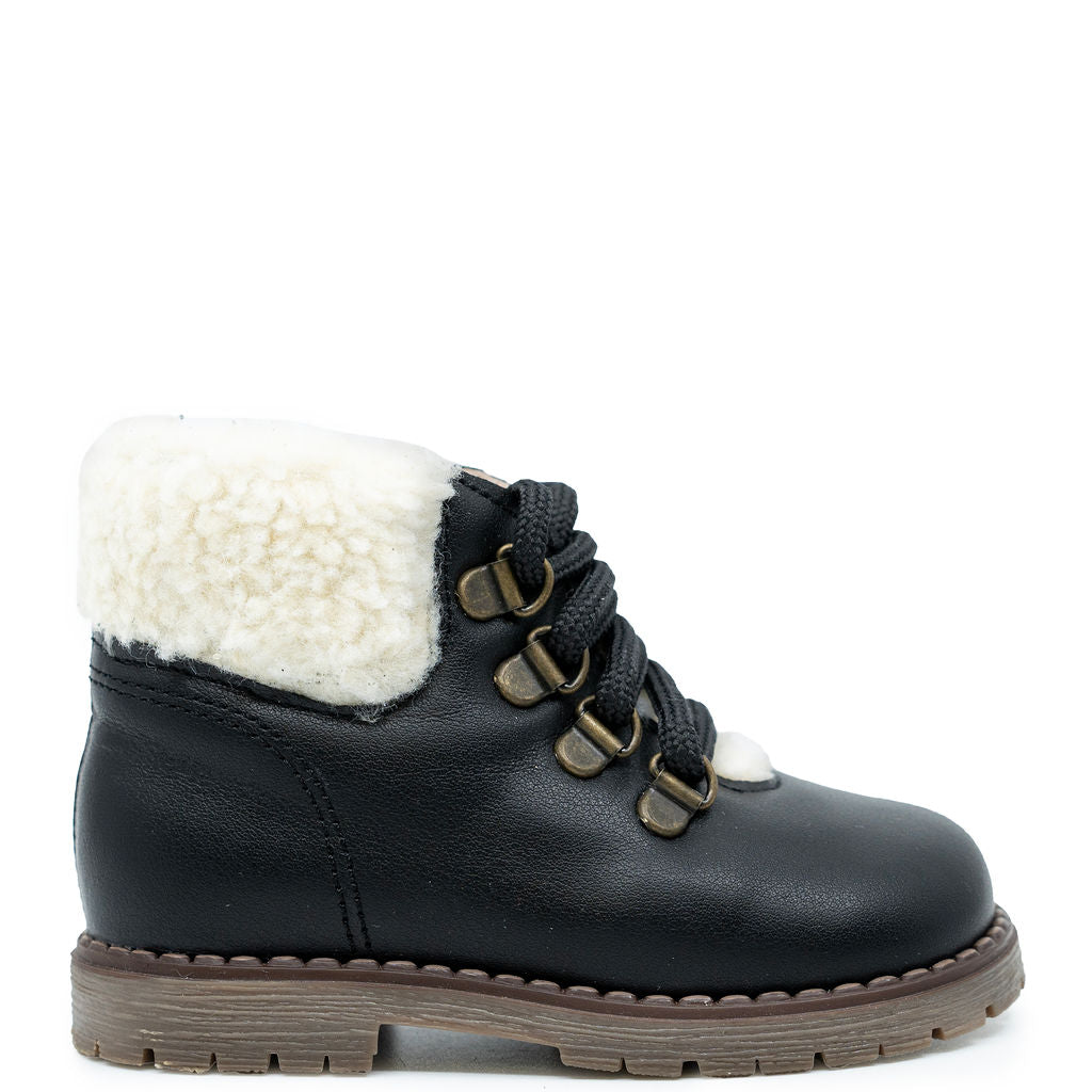 LMDI Black and Ivory Fur Baby Bootie-Tassel Children Shoes