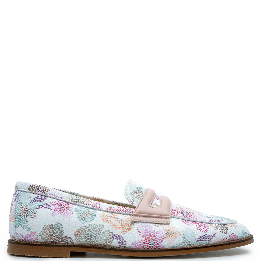 Spain+Co Pink Floral Penny Loafer-Tassel Children Shoes