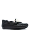 Porte Black and White Fur Heart Loafer-Tassel Children Shoes