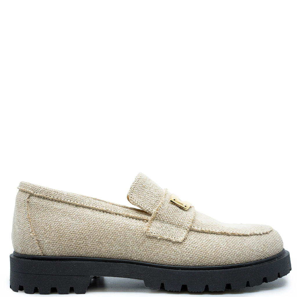 Spain+Co Linen Metal Penny Chunky Loafer-Tassel Children Shoes