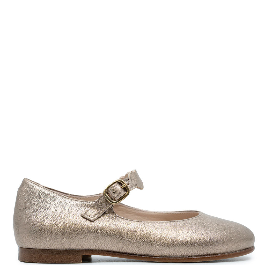 Beberlis Champagne Heart Buckle Mary Jane-Tassel Children Shoes