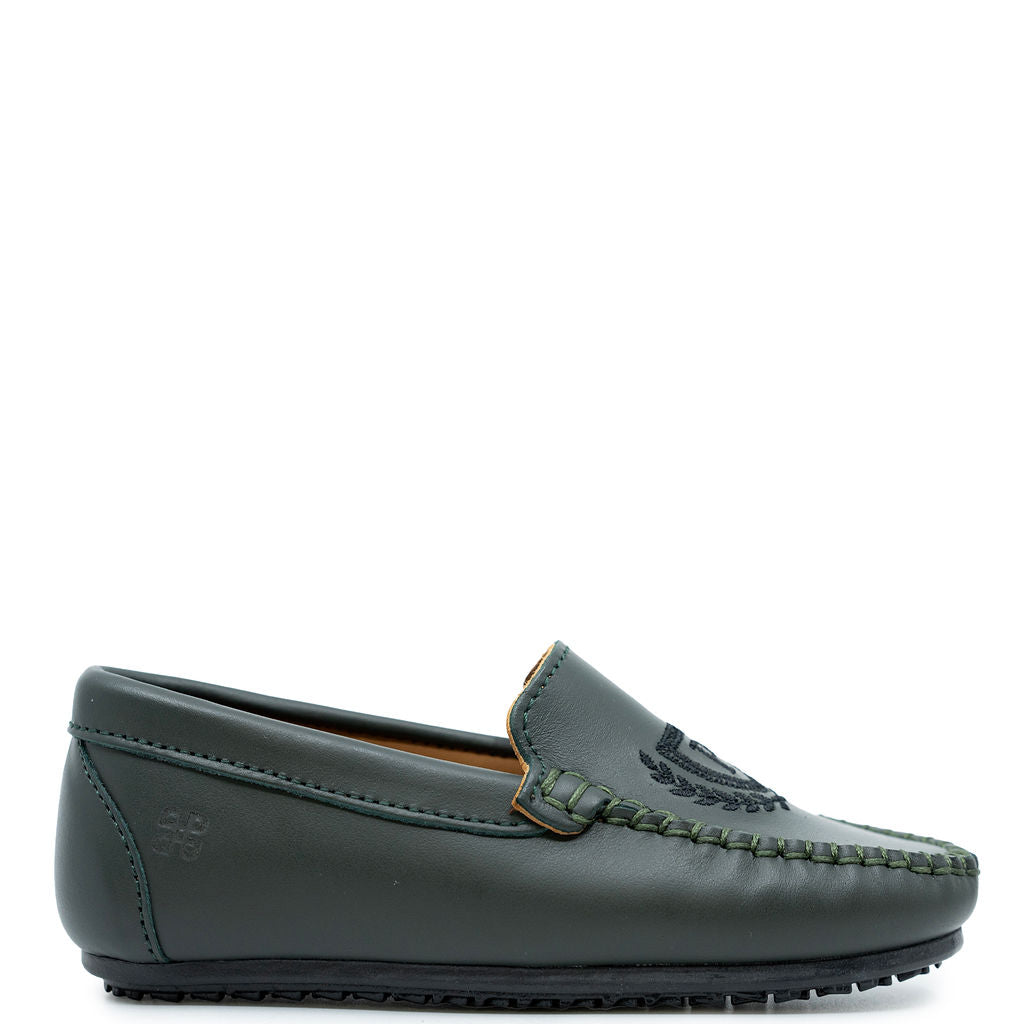 Porte Green Crest Loafer-Tassel Children Shoes