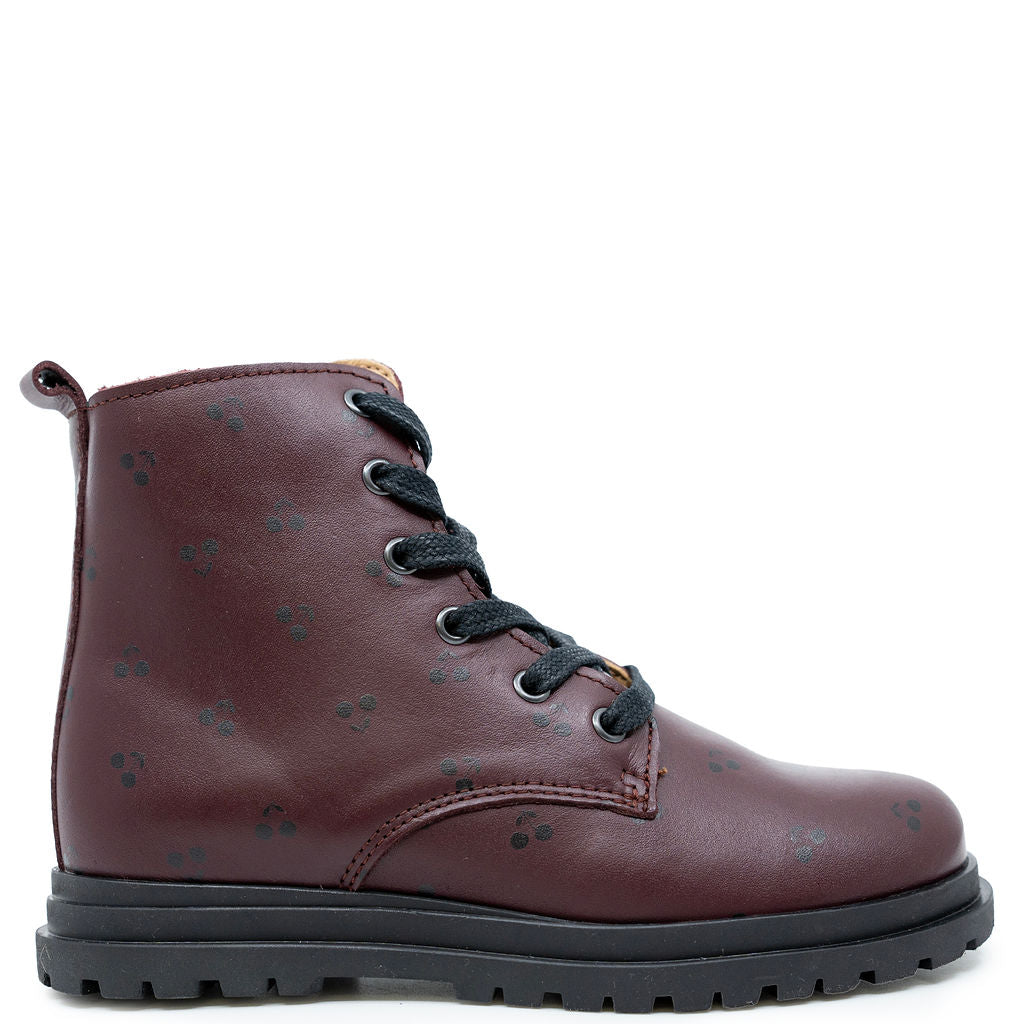 Porte Burgundy Cherry Print Boot-Tassel Children Shoes
