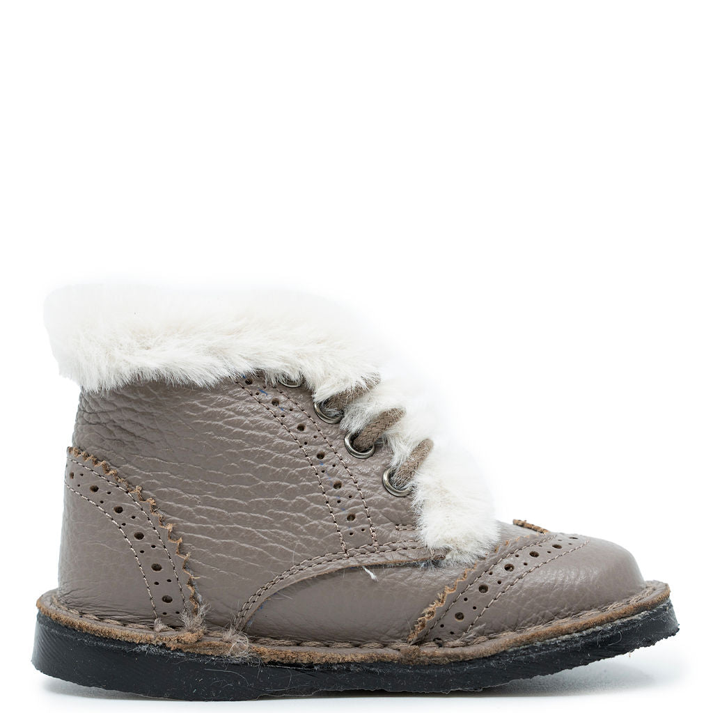 Blublonc Stone Fur Wingtip Baby Bootie-Tassel Children Shoes