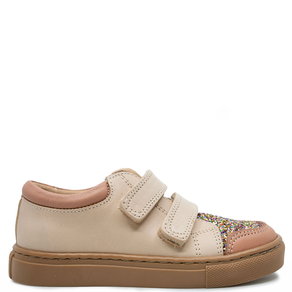 Petit Nord Cream Sparkle Velcro Sneaker-Tassel Children Shoes