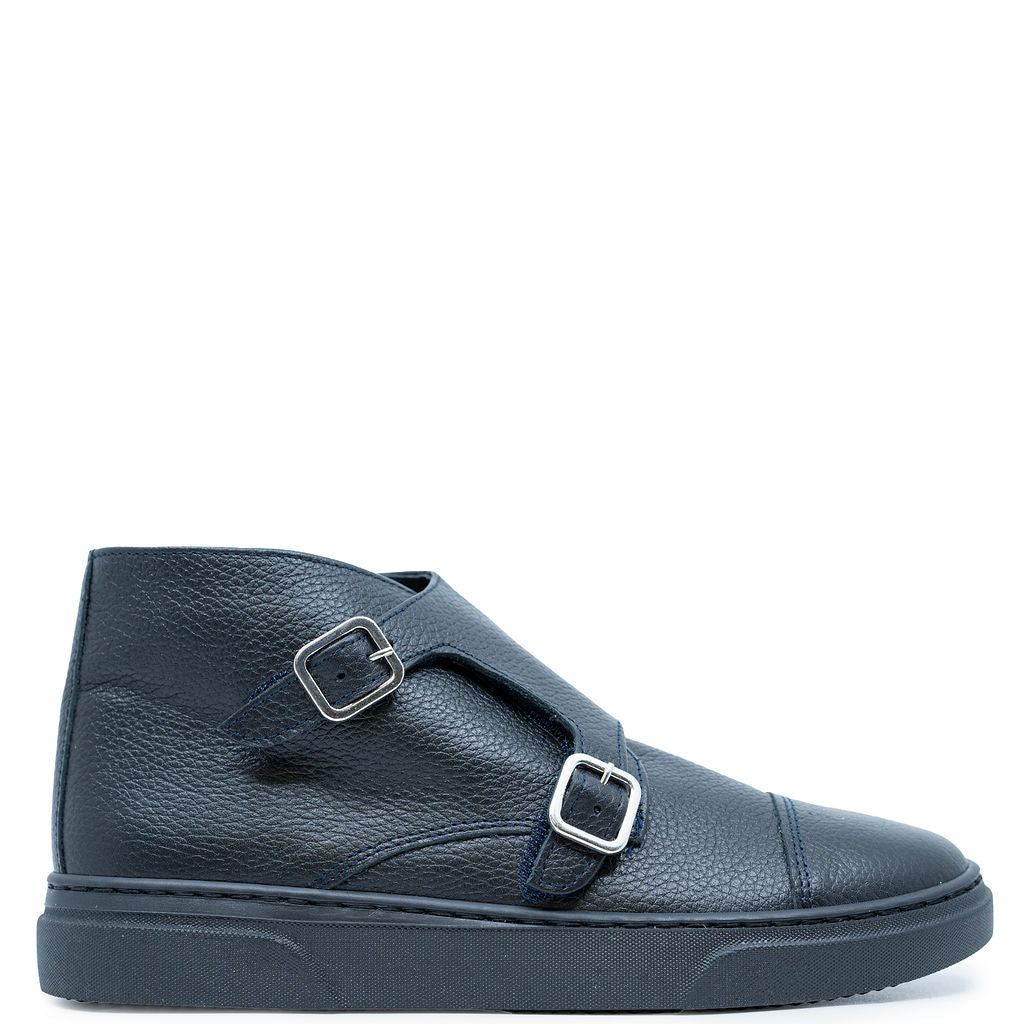 Blublonc Black Leather Mid Top Dress Sneaker-Tassel Children Shoes