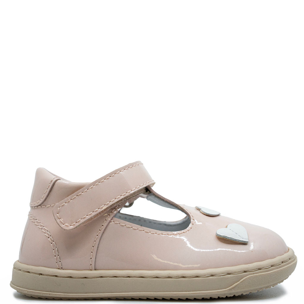 Beberlis Light Pink Patent Heart Velcro Sneaker-Tassel Children Shoes