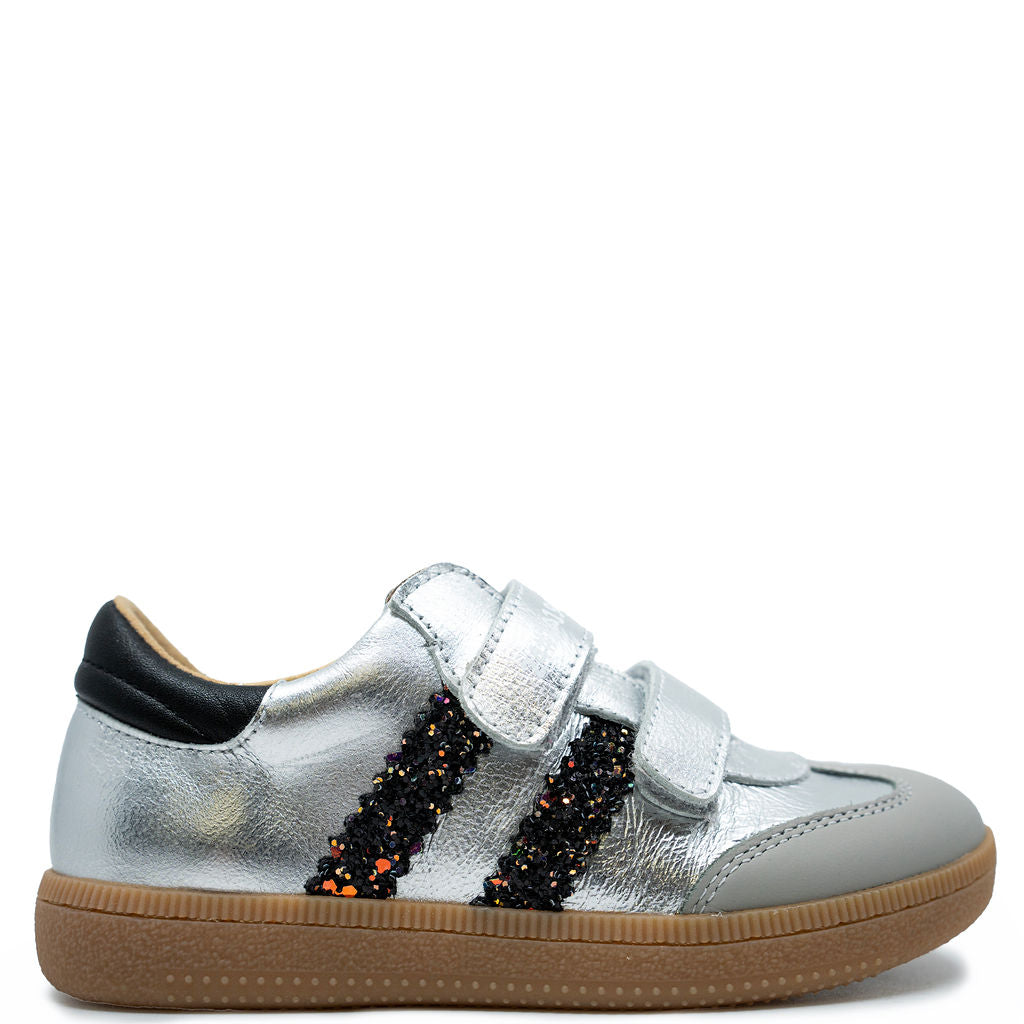 Acebos Silver Stripe Velcro Sneaker-Tassel Children Shoes