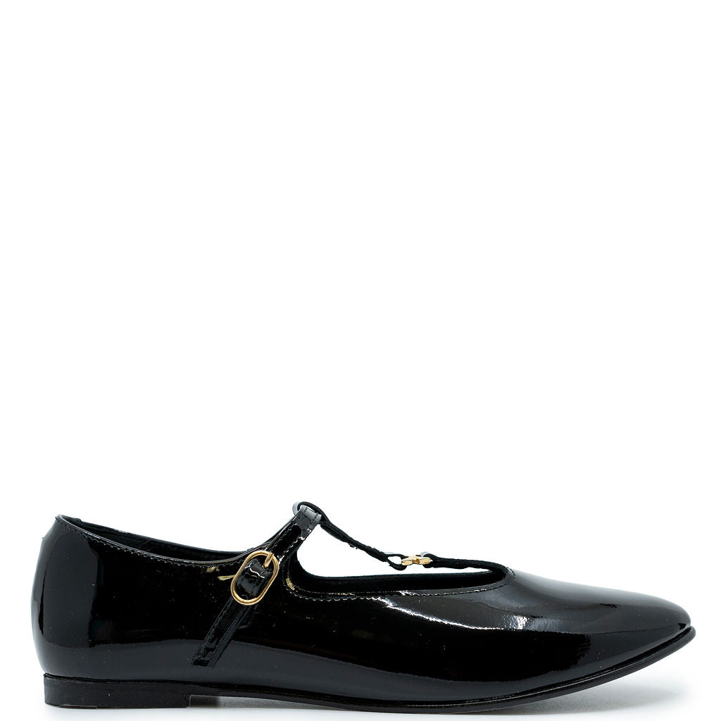 Blublonc Black Patent Buckle Mary Jane-Tassel Children Shoes