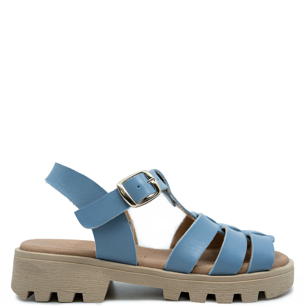 Papanatas Blue Steel Platform Sandal-Tassel Children Shoes