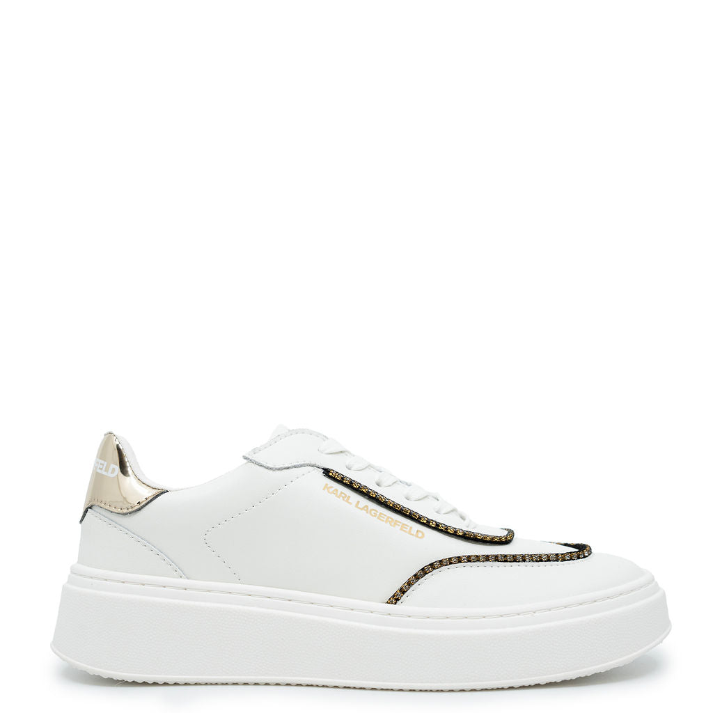 Karl Lagerfeld White and Gold Platform Sneaker-Tassel Children Shoes