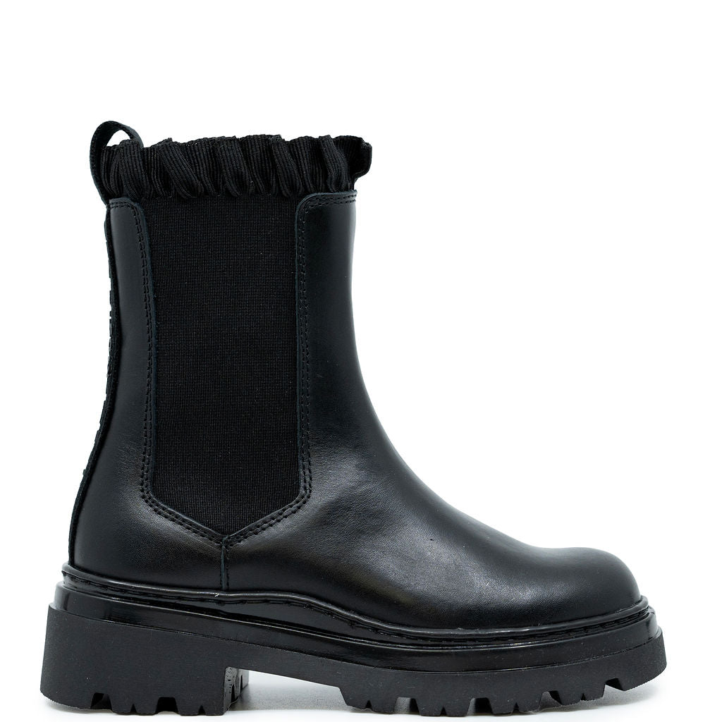 Karl Lagerfeld Black Ruffle Elastic Boot-Tassel Children Shoes