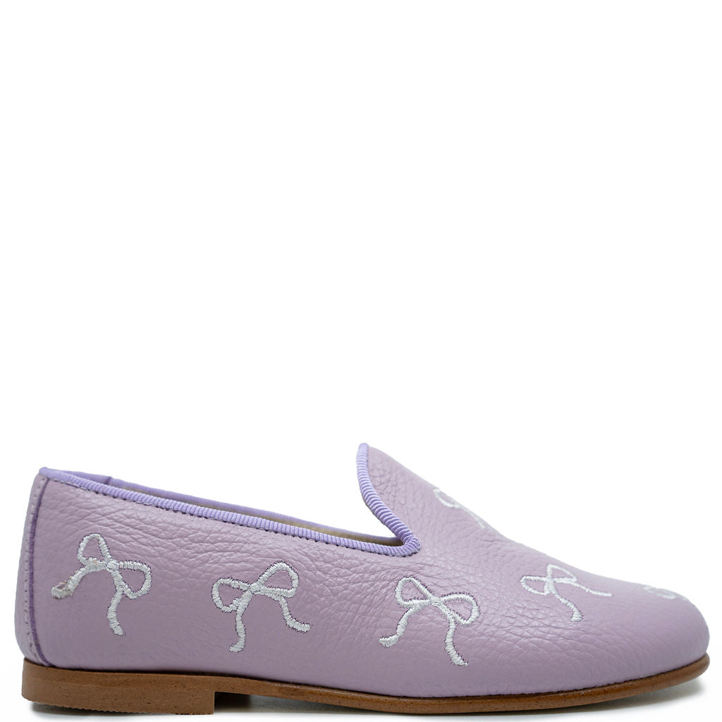 Spain+Co Lilac Bow Embroidered Smoking Loafer-Tassel Children Shoes