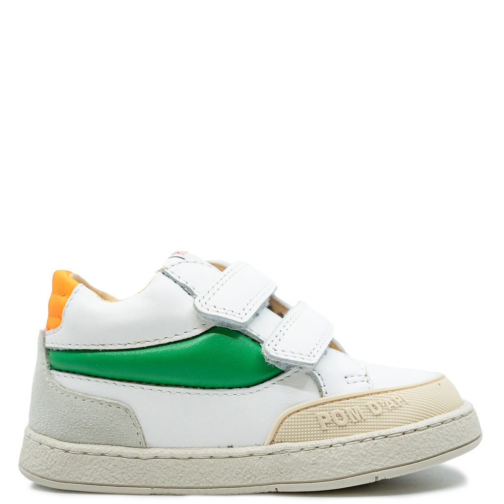 Pom D'Api White and Green Baby Sneaker-Tassel Children Shoes