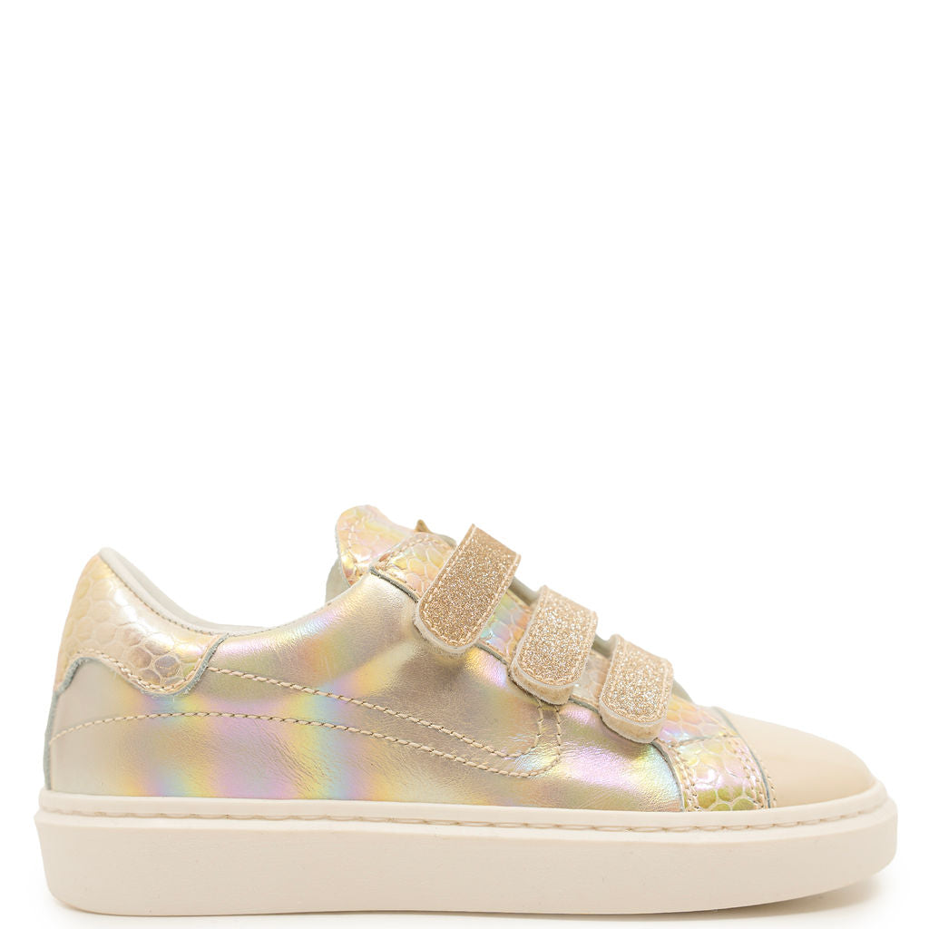 Beberlis Champagne Velcro Sneaker-Tassel Children Shoes