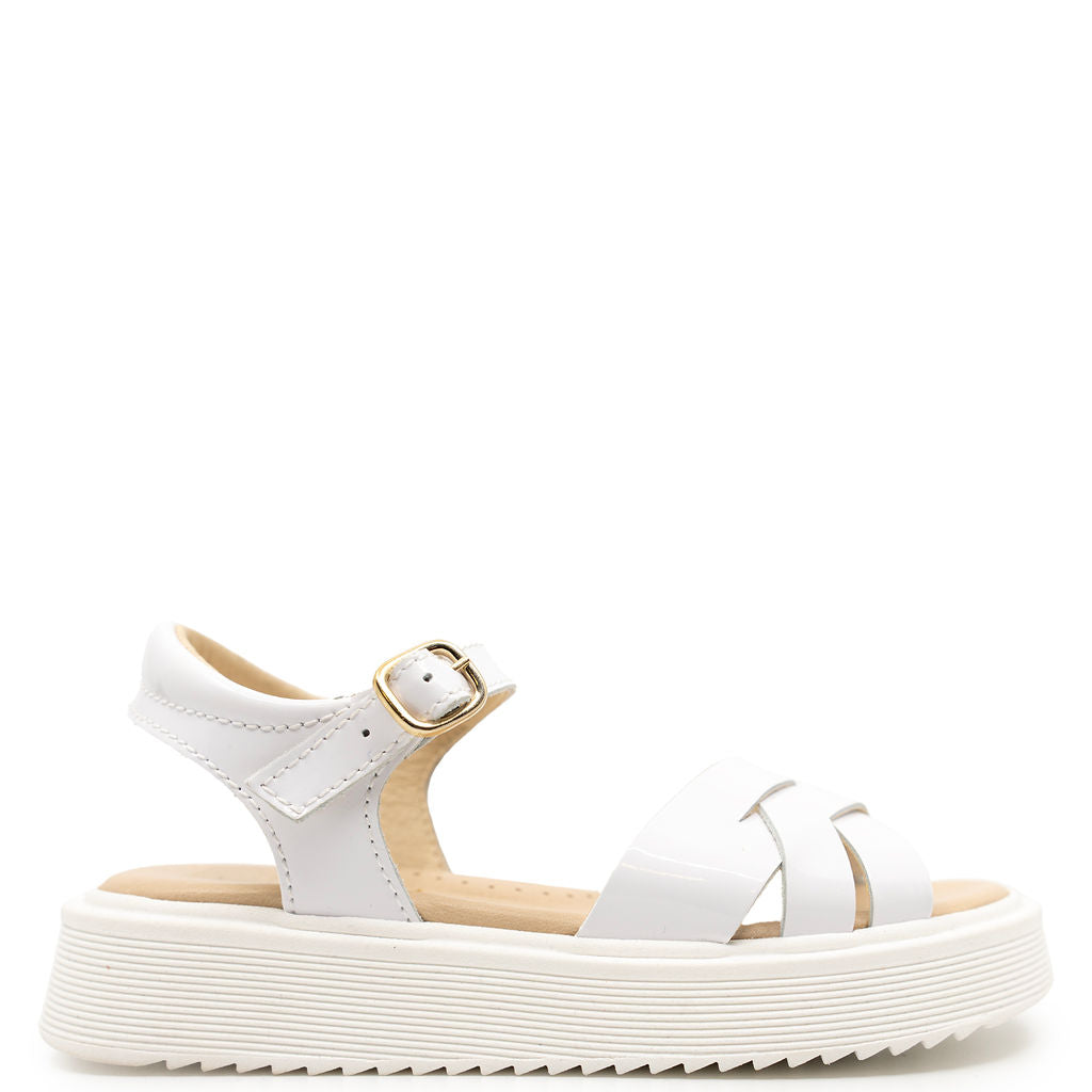 Beberlis White Patent Platform Sandal-Tassel Children Shoes