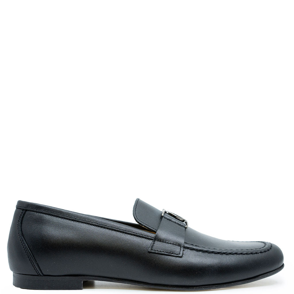 Spain+Co Black Todd Buckle Loafer-Tassel Children Shoes