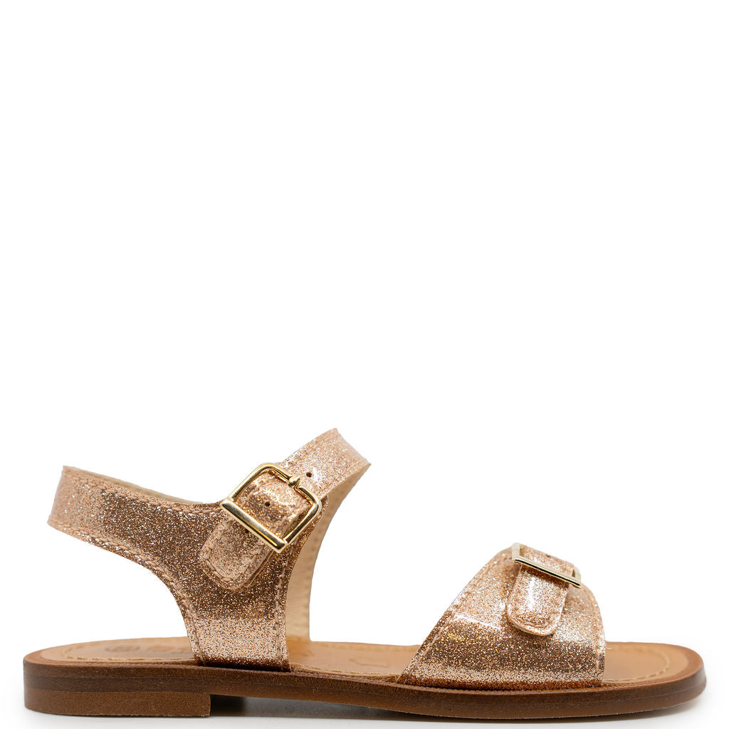 Beberlis Gold Shimmer Buckle Sandal-Tassel Children Shoes