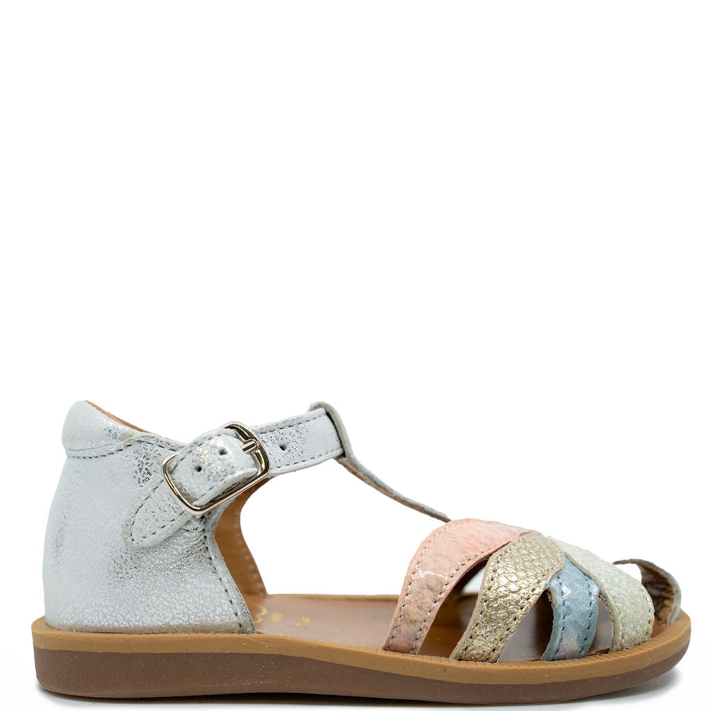 Pom D'Api Silver Flower Baby Sandal-Tassel Children Shoes