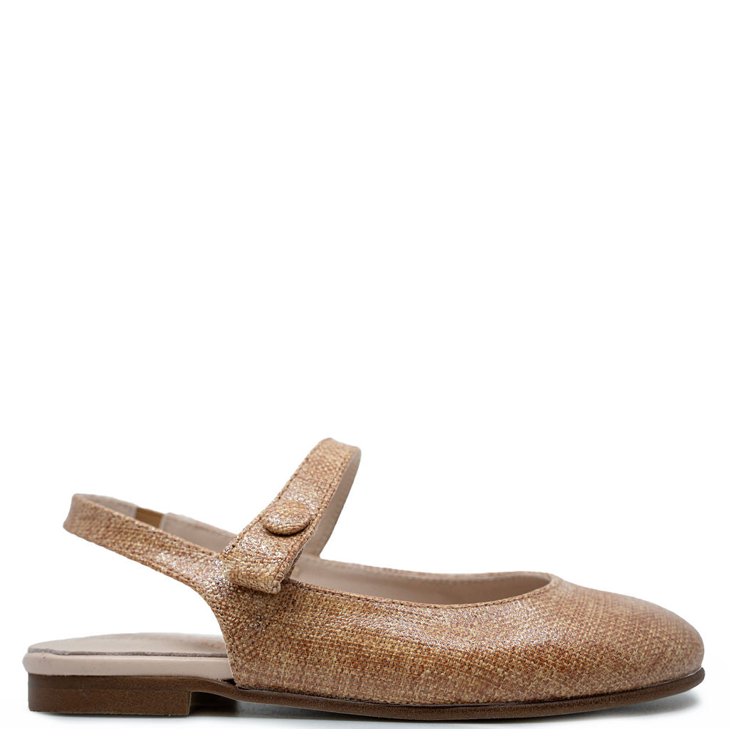 Beberlis Brown Textured OpenBack Mary Jane-Tassel Children Shoes