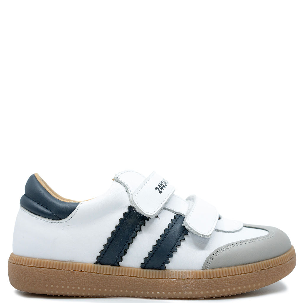 Acebos White Stripe Velcro Sneaker-Tassel Children Shoes
