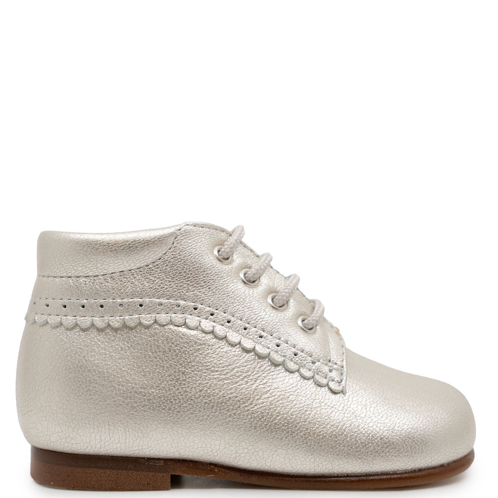 Beberlis Pearl Silver Scalloped Baby Bootie-Tassel Children Shoes