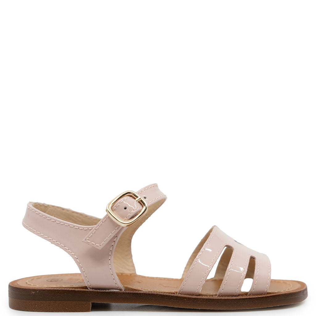 Beberlis Soft Pink Patent Heart Sandal-Tassel Children Shoes