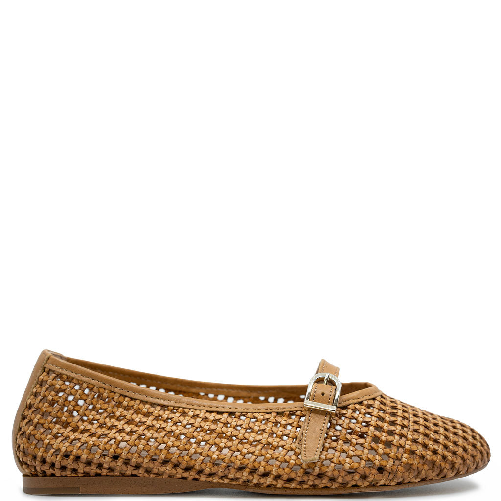 Blublonc Caramel Wicker Strap Flat-Tassel Children Shoes