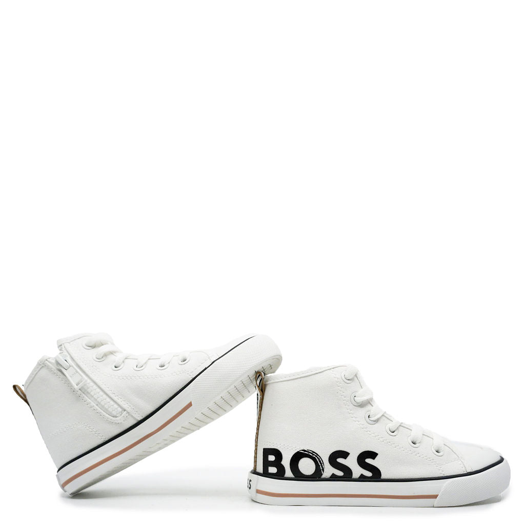 Hugo Boss White Hi Top Sneaker-Tassel Children Shoes
