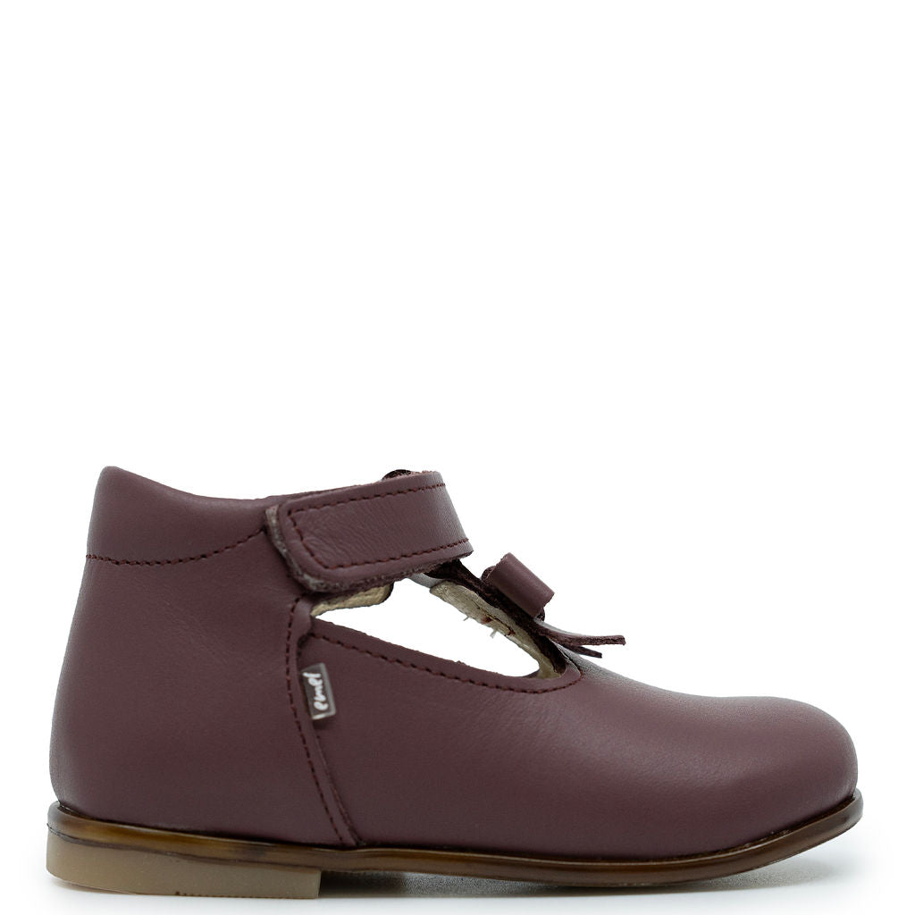 Emel Plum Bow Baby T Strap-Tassel Children Shoes
