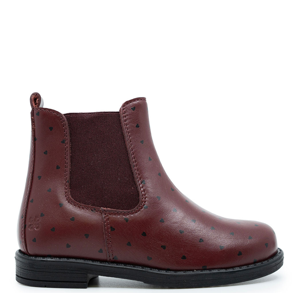 Porte Burgundy and Black Heart Bootie-Tassel Children Shoes