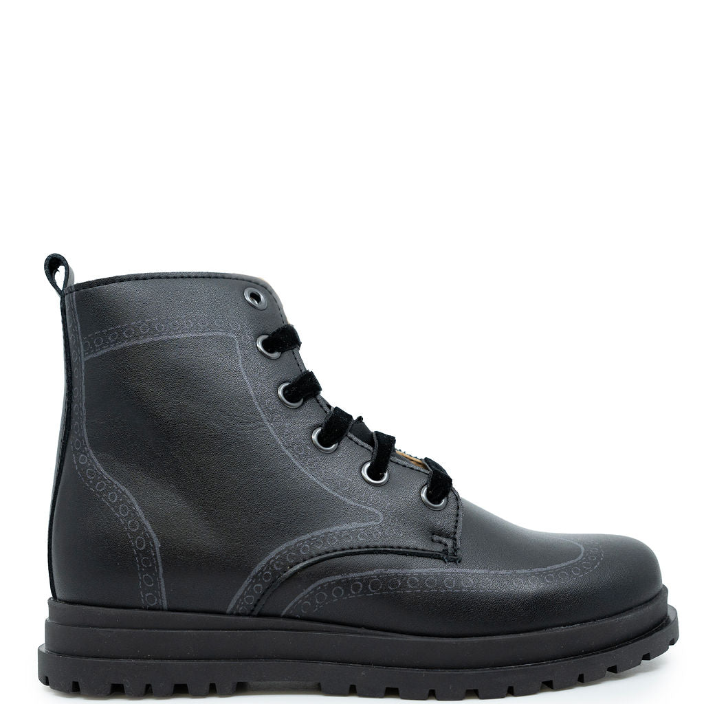 Porte Black Wing Print Boot-Tassel Children Shoes