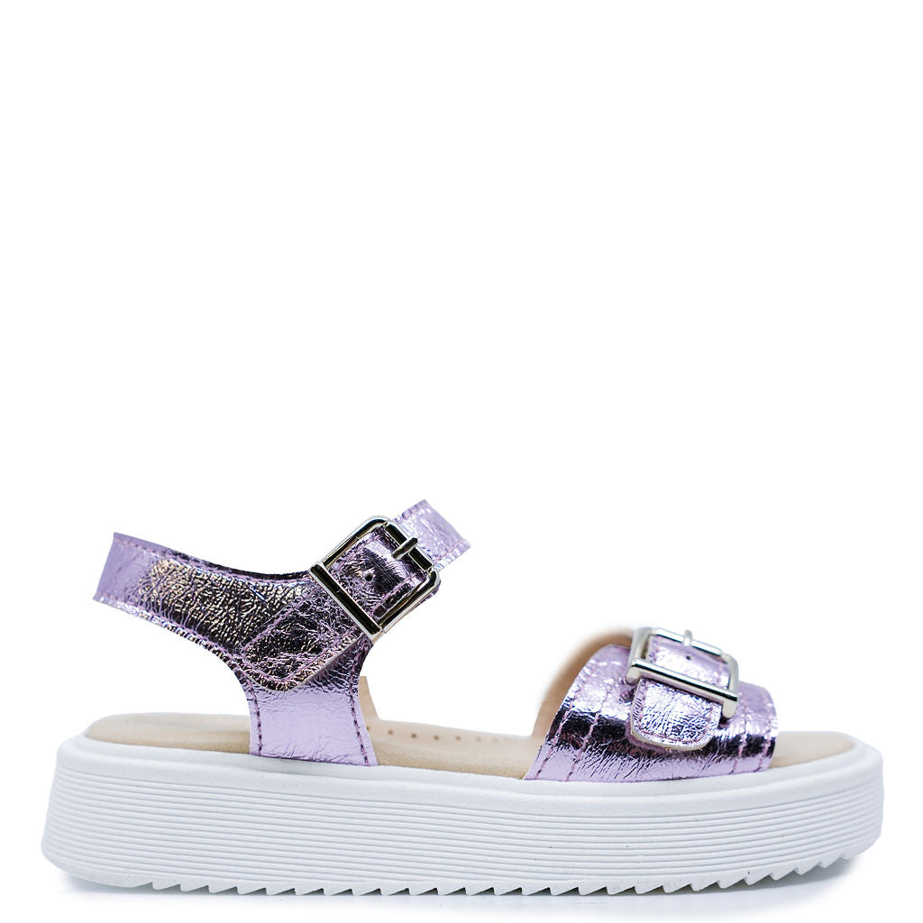 Beberlis Lavender Metallic Platform Sandal-Tassel Children Shoes