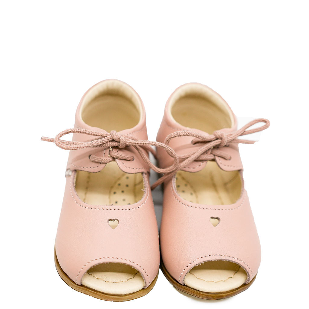 Emel Nude Pink Heart Open Toe Baby Shoe-Tassel Children Shoes