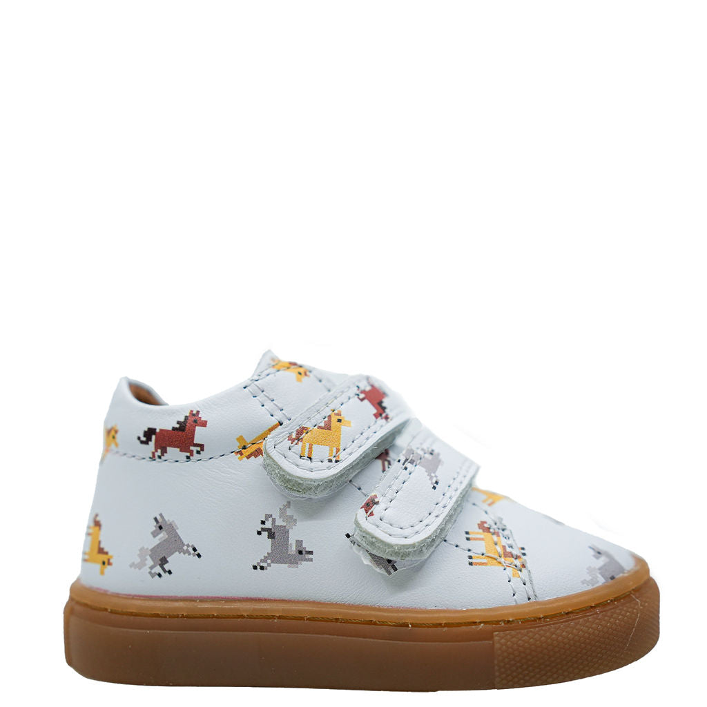 Atlanta Mocassin White Horse Print Baby Sneaker-Tassel Children Shoes