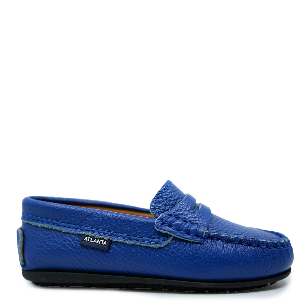 Atlanta Mocassin Royal Blue Pebbled Penny Loafer-Tassel Children Shoes