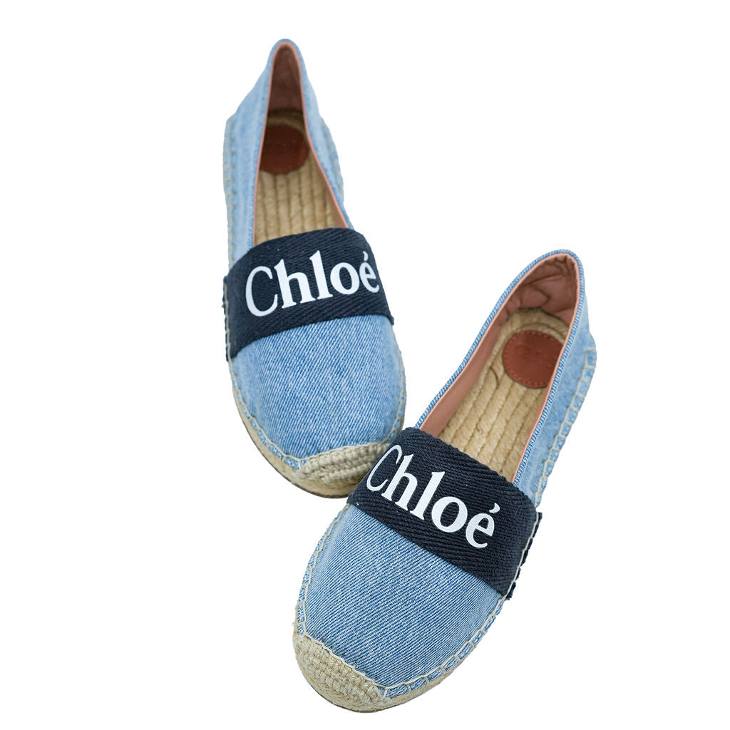 Chloe Denim Blue Espadrille-Tassel Children Shoes