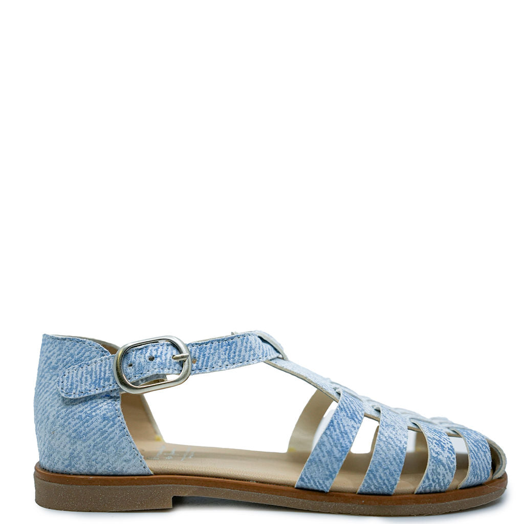 Manuela Denim Leather Gladiator Sandal-Tassel Children Shoes