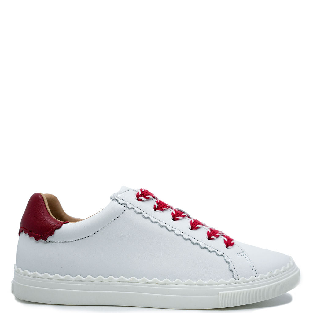 Porte White and Red Scalloped Sneaker-Tassel Children Shoes